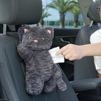 Tissue Box Cover Plush Tissue Box Holder for Car, Home, Decorative Holder/Organizer for Bathroom Vanity Countertop, Nightstands, Office Desk-Cat - Image 3