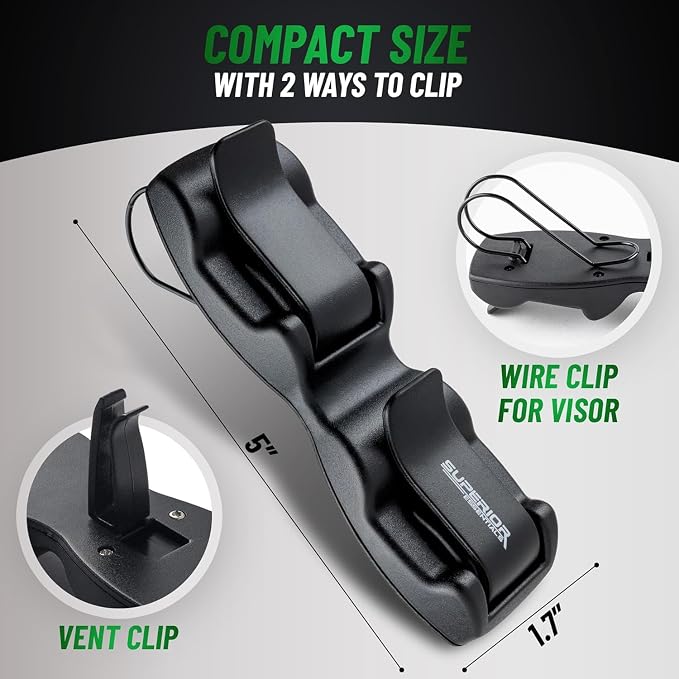 SUPERIOR ESSENTIALS Sunglass Holder for Car Visor Clip - Sun-Glasses Holder and Ticket Card Clips - Car Visor Accessories - Luxury Eyeglass Car Mount (Pack 2) - Image 3