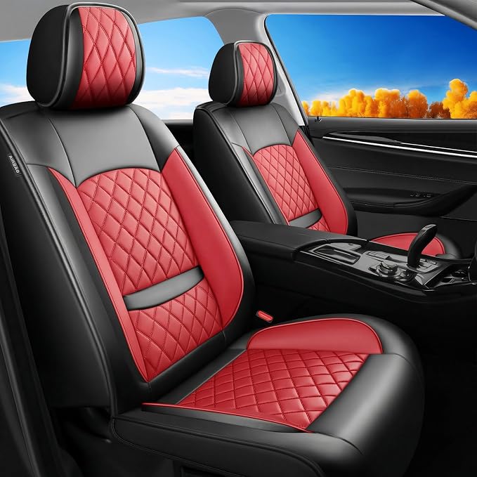 Fit for Camry Seat Covers Compatible with Toyota Camry 2012-2025 2026 - Waterproof Breathable Leather Automotive Seat Cushions Protector, Airbag Compatible,Only 2 Front seat Covers(Red) by Unknown