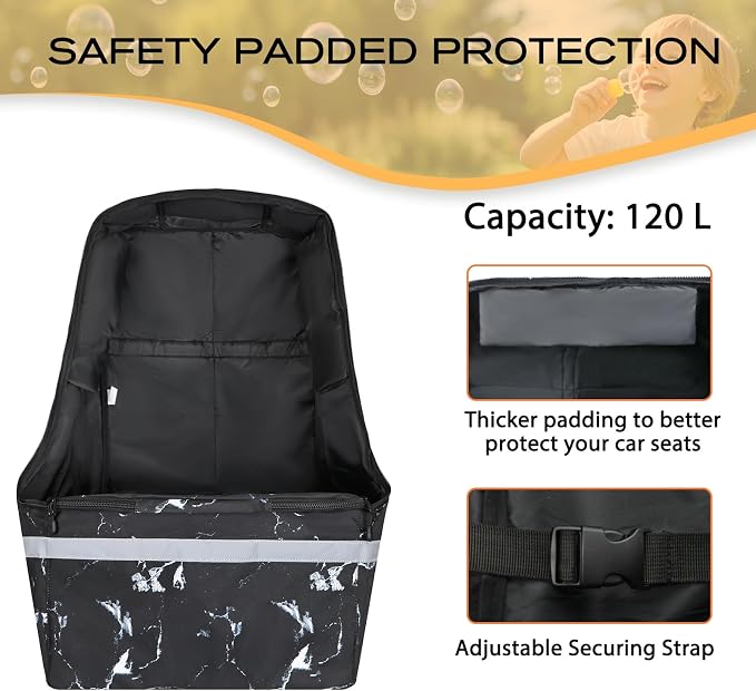 LARIPOP Car Seat Travel Bag for Airplane, Universal Gate Check Car Seat Bag, Padded Backpack with Waist Belt, Reflective Strips & Protective Feet, Fits Infant Convertible Booster Seats, Black - Image 4