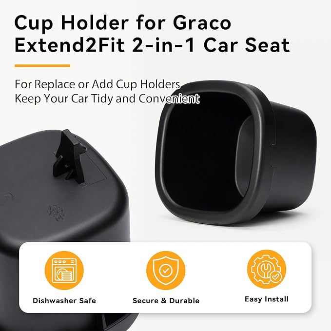 2-Pack Replacement Cup Holder Set for Graco Extend2Fit 2-in-1 Car Seat, Injection-Molded Car Seat Replacement Parts - Image 3
