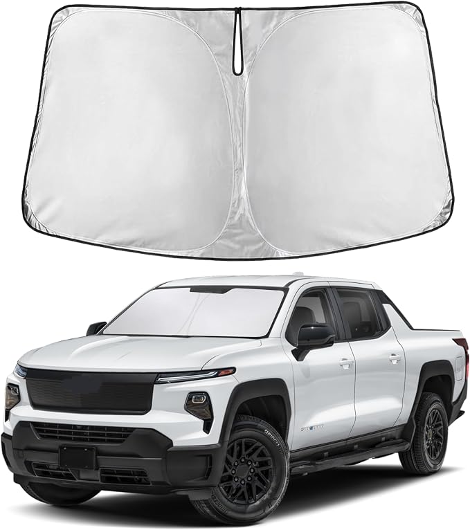 EcoNour Windshield Sunshade for Chevy Silverado EV/GMC Sierra EV 2024-2026 | Sun Visor for Front Windshield & Window Sun Shade Cover, UV Heat Blocker & Protector, Car Accessories by EcoNour