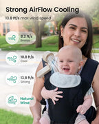GROWNSY 4-in-1 Portable Baby Stroller Fan with Clip & Night Light, Beige | Foldable & Rechargeable, 4 Adjustable Wind Speed for Handheld/Car Seat/Carrier/Beach/Travel/Crib/Camping - Image 3