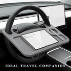 Car Steering Wheel Desk, 2 in 1 Multipurpose Auto Seat Stand Tray for Food Drink Laptop, Portable Double Sided Vehicle Steering Wheel Table for Eating & Work, Car Accessories (Gray) - Image 6
