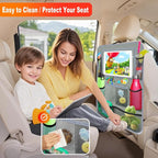 Car Backseat Organizer ，2 Pack Car Organizer Back Seat with 11" Tablet Holder, 10 Storage Pockets Seat Back Protectors Kick Mats for Kids Toddlers, Travel Accessories (Grey) - Image 4