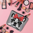 Makeup Bag French Bulldog Makeup Bags For Purse Pouch, Cute Puppy Bulldog Glasses Travel Toiletry Bag Cosmetic Bag Makeup Bags Flax Makeup Organizer Bag Pencil Pouch For Man Woman, Gray - Image 3