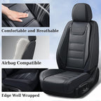 Coverado Car Seat Covers, Front Covers for Cars, Car Seat Cover Front Seats, Car Seat Protector Waterproof, Leather Car Seat Cushion, Universal Interior Covers Seat Protectors for Most Cars Black - Image 3