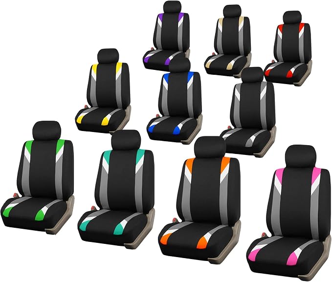 FH Group Premium Modernistic Flat Cloth Car Seat Covers – Universal Fit, Washable Seat Covers for SUV Sedan Van, Purple, Full Set - Image 6