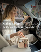 Clear Makeup Bag,Easy to Find Mini Makeup Bag for Purse,Travel Makeup Bag for Car, Compact Cosmetic Pouch for Daily Essentials,Beige - Image 2