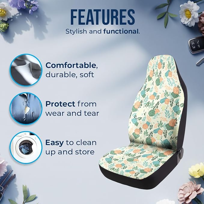 GENANY Dragon and Dice Car Seat Covers, 2-Piece Front Seat Set | 2-piece polyester front seat cover set, each 49.5 x 19.6 inches, with adjustable straps and hooks - Image 5