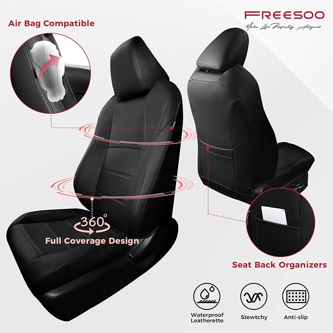 FREESOO Custom Leather Seat Covers for Toyota Corolla SE 2020-2026 | XSE 2023-2025, FX 2025, Sedan, Full Set, Airbag Compatible, Scratch-resistant, Waterproof, Durable Material, Easy-clean - Image 3