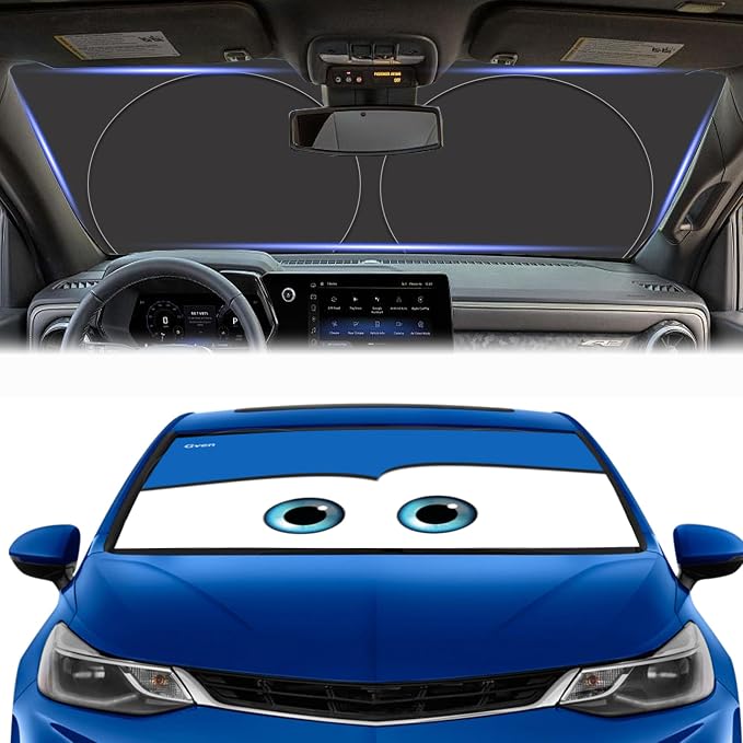 Gven Windshield Sun Shade Universal Fit for Car Window Sunshades Cover Automotive Interior Sun Protector Accessories for Compact& Midsize Sedan,Com& Subcompact SUV,Small Pickup,Wagon(Blue, S) by Gven