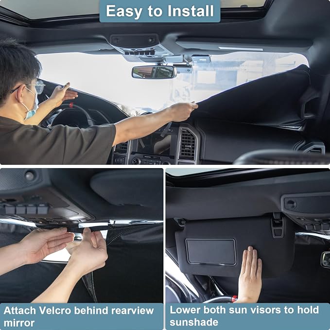 Windshield Sun Shade for Honda CRV 2023-2025 2026, Premium 310T Reflective Polyester UV Blocker, Lightweight Foldable Sun Visor with Storage Pouch - Image 7