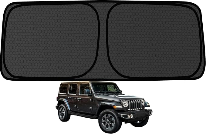 Wrangler/Gladiator Windshield Sun Shade for Jeep Wrangler JL 18-26 and Gladiator 20-26 Blocks UV Rays Accessories,1:1 Custom Foldable Thickened Front Window Sunshade Visor,Keeps Your Car Cooler by Achaltiza