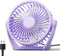 Edvision USB Desk Fan, 5 Inch Small Portable, 3 Speeds Powerful Wind Mini Personal Desktop Fan 360° Rotation Adjustable, Plug In USB Fan Quiet for Table Home Office Travel Car(Purple) by Edvision