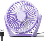 Edvision USB Desk Fan, 5 Inch Small Portable, 3 Speeds Powerful Wind Mini Personal Desktop Fan 360° Rotation Adjustable, Plug In USB Fan Quiet for Table Home Office Travel Car(Purple) by Edvision