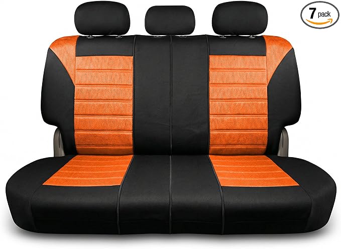 FH Group Automotive Car Seat Covers Rear Set Premium 3D Air Mesh Seat Covers, Airbag Compatible and Split Bench Cover Universal Fit Interior Accessories for Cars Trucks and SUVs - Orange by FHGroup