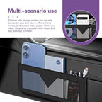 Car Storage Pocket, Multifunctional Elastic Mesh Side Pouch for Phone & Cards & Receipts, PU Leather Anti-scratch Seat Gap Organizer, Self-adhesive Storage Part for Most Cars (Black) - Image 7