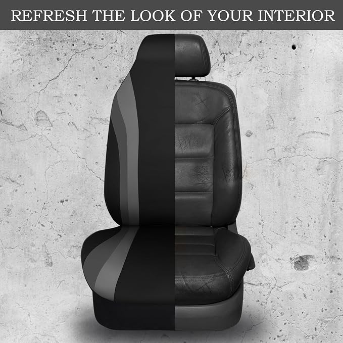 CAR PASS AquaShield Neoprene Waterproof Car Seat Covers for Front Seats Only, High Back Bucket Seat Cover,Airbag Compatible,Line Rider Seat Covers Universal Fit for Truck Van SUV (Black and Gray) - Image 5
