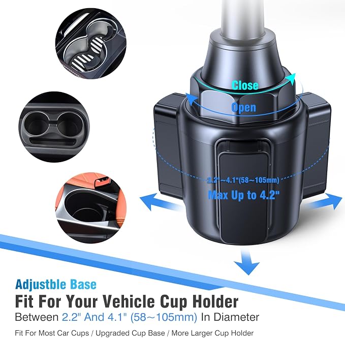 miracase Cup Holder Phone Mount for Car, Universal Phone Holders for Your Car, Gooseneck Adjustable Car Cup Cell Phone Mount for iPhone Samsung Google and All 4.0-7.2 inches Smartphones - Image 2