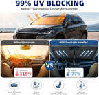 2026 Upgraded Car Umbrella Sun Shade Cover with StorageDock Organizer, Windshield Shade Umbrella, 360° Flexible Shaft, UV Protection Heat Shield, Foldable Front Window Sunshade, 57" x 33" - Image 2