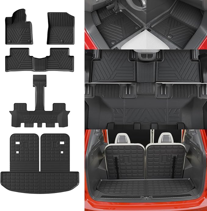 Floor Mats for 2021-2025 2026 Kia Sorento 6&7 Passenger | Not for Hybrid, Trunk Mat Cargo Mat Cargo Liner TPE All Weather Back Seat Cover Protector 2024 Sorento Accessories by Thinzyou