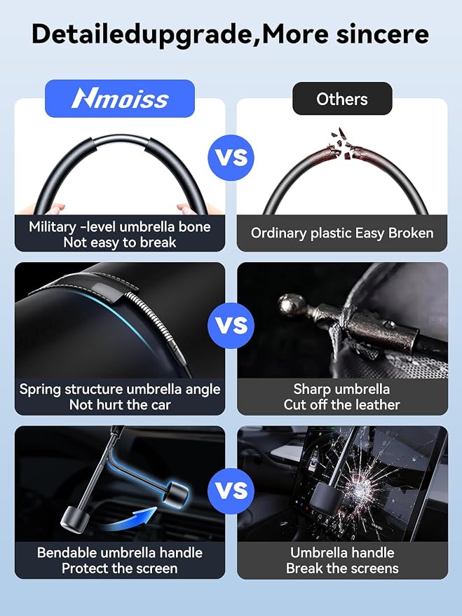 Nmoiss Windshield Sun Shade Umbrella for Honda Accord - [Vinyl Coating Heat Shield] Protect Car from Sun Rays & Heat Damage Keep Cool and Protect Interior, Spring Structure Edge - Image 6