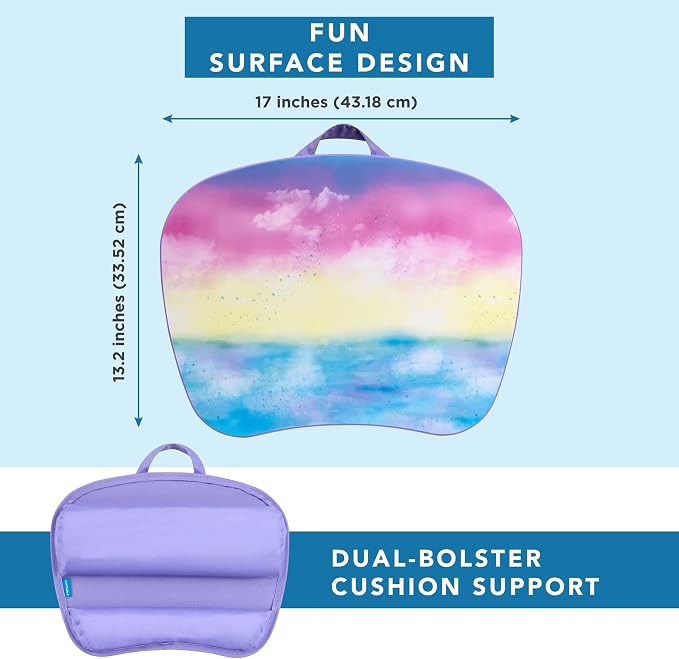 LAPGEAR MyStyle Lap Desk – Sunset Watercolor, Fits 15.6” Laptops | Dual-Bolster Microbead Cushion, Built-In Carry Handle, Ergonomic Curved Front Edge - Image 5