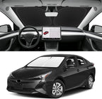 Custom Fit Windshield Sun Shade for Toyota Prius 2010-2022 | Blocks UV Rays and Sun Heat, Helps Reduce Interior Temperature, Protects Dashboard from Fading, Folds Easily for Storage by SLOGENTO