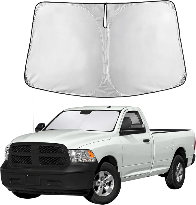 Autovir Windshield Sun Shade Fit for 2011-2016 2017 2018 Dodge RAM 1500 | Sunshade, Front Car Window Shades Sun Visor, Blocks UV Rays & Heat, Car Accessories by Autovir