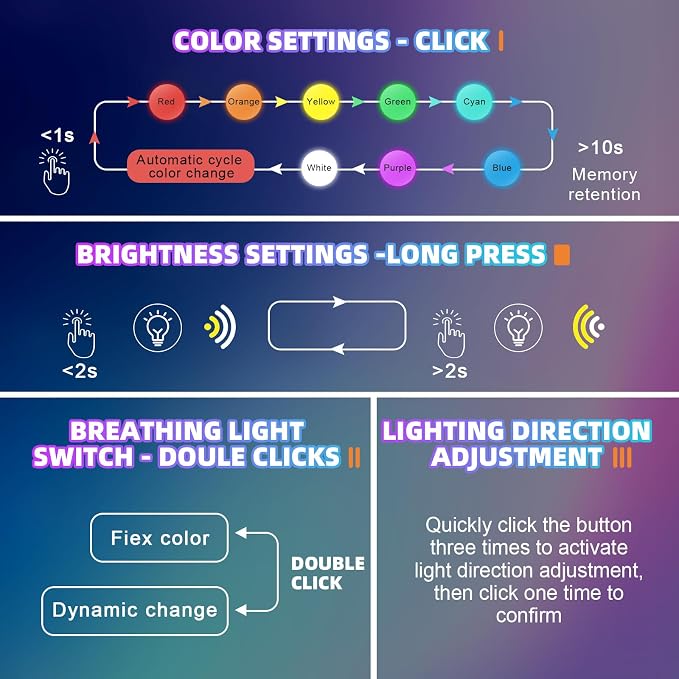 Frienda 2 Pcs Mini USB Light Car LED Interior Light, USB-A | 5v RGB Foldable Lighting, Adjustable 8 Color and Brightness, Smart USB Night Lamp for Cars Laptop Keyboard - Image 4