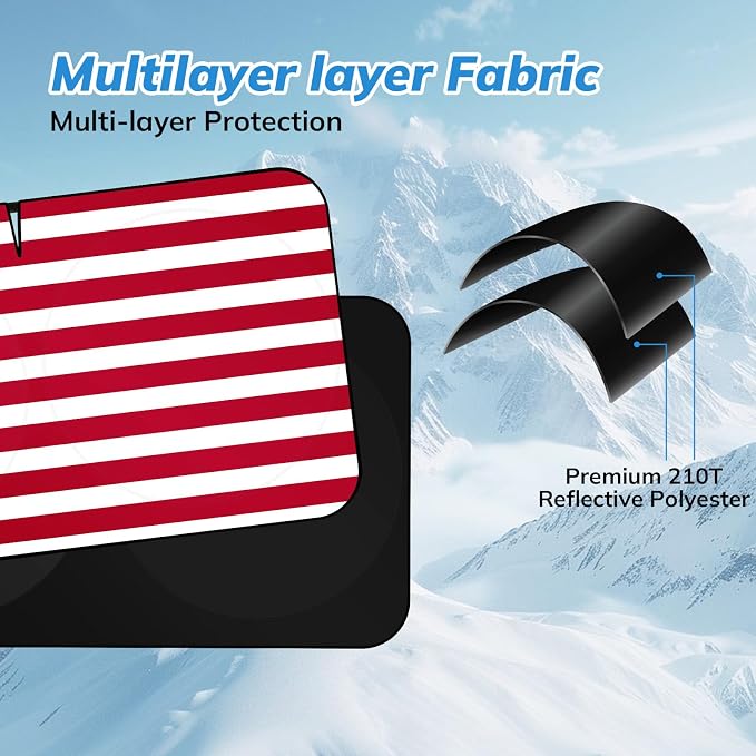 Windshield Sun Shade Original American Flag USA Patriotic Design - Folding Car Front Window Sunshade for Cars SUV Trucks, Max UV Blocking and Keep The Vehicle Cool XL - Image 6