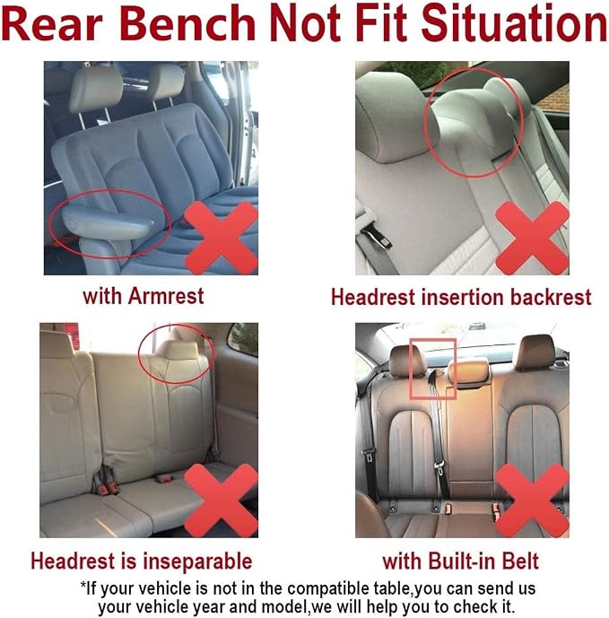 Flying Banner Car Seat Covers Front Seats Rear Bench Polyester car seat Protectors Easy installations Rear Bench Split Classic man Lady Truck (Full Set - Low Back, Black Gray) - Image 5