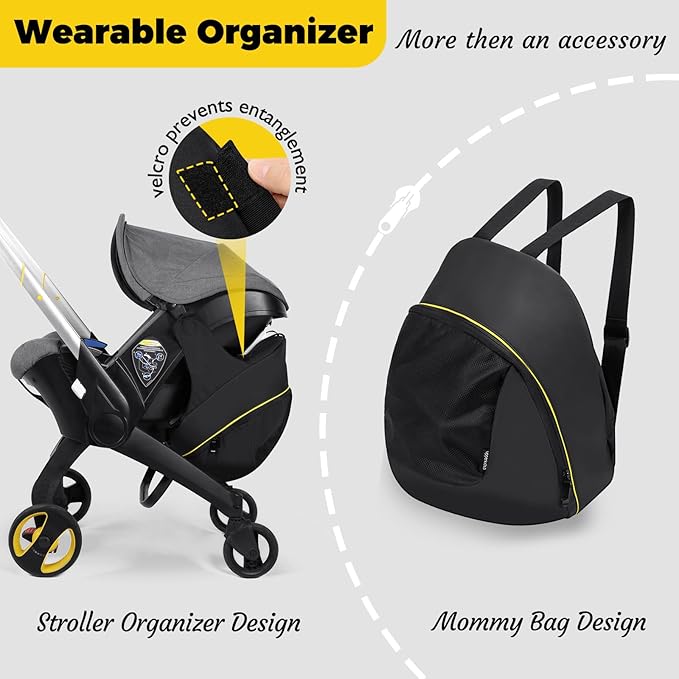 Storage Bag for Doona Infant Car Seat Stroller, Large Capacity Diaper Bag | Wearable Backpack, Stroller Organizer, Easy Access Zipper, Water-Repellent Lightweight Baby Spring Travel Essentials - Image 6