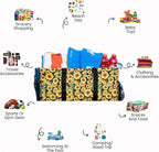 Extra Large Utility Tote Bag - Oversized Collapsible Reusable Wire Frame Rectangular Canvas Basket With Two Exterior Pockets For Beach, Pool, Laundry, Car Trunk, Storage - Sunflower - Image 3