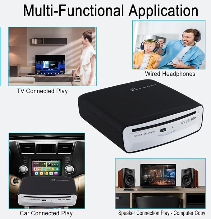 Portable Universal CD Player for Car with USB Port AUX Port,USB External CD Player for Vehicle,Laptop,Desktop,TV,Mac,Computer,for Android 4.4 and Above Navigation - Image 4