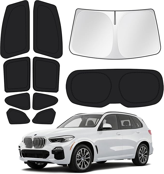 Canvcle Window Shades for 2019-2026 BMW X5 Accessories Windshield Sun Shade Side Rear Window Covers Sunshade Sun Visor Shield Privacy Protection for Camping Keep Vehicle Cool Black 10PCS by Canvcle