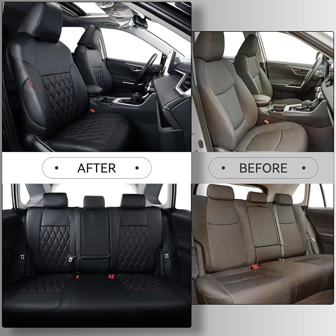 Faux Leather Seat Covers for 2022-2026 Toyota Corolla Cross,Non-Hybrid | Full Set Suv Seat Cushion for Corolla Cross L/XLE/LE,Luxury Waterproof Car Seat Protector,Factory Look,Black-Diamond - Image 5