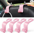 LivTee Car Seat Headrest Hook, Auto Seat Hook Hangers Storage Organizer Interior Accessories for Purse Coats Umbrellas Grocery Bags Handbag, 4-Pack - Pink by LivTee