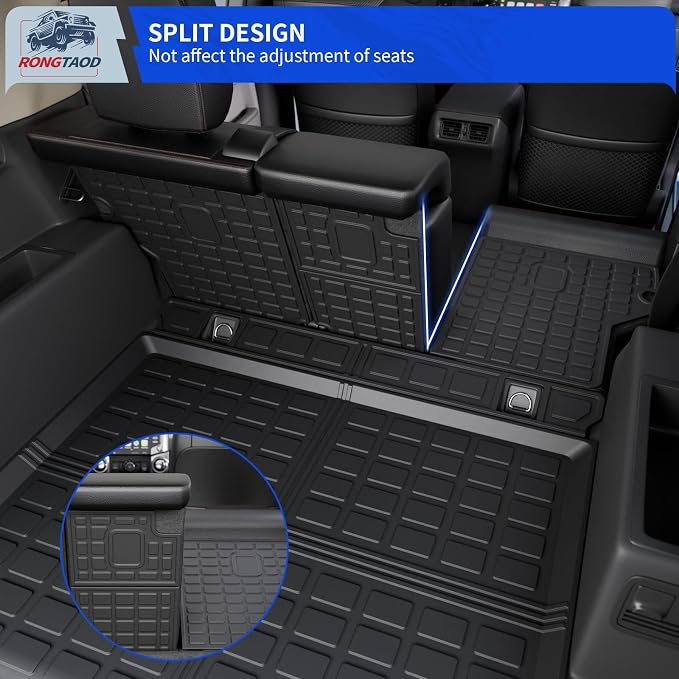 Rongtaod Floor Mats Set for 2013-2024 Toyota 4Runner 5 Seats | without Sliding Tray, Trunk Mat Cargo Mat Cargo Liner TPE All Weather Back Seat Cover Protector 2023 4 Runner Accessories - Image 9