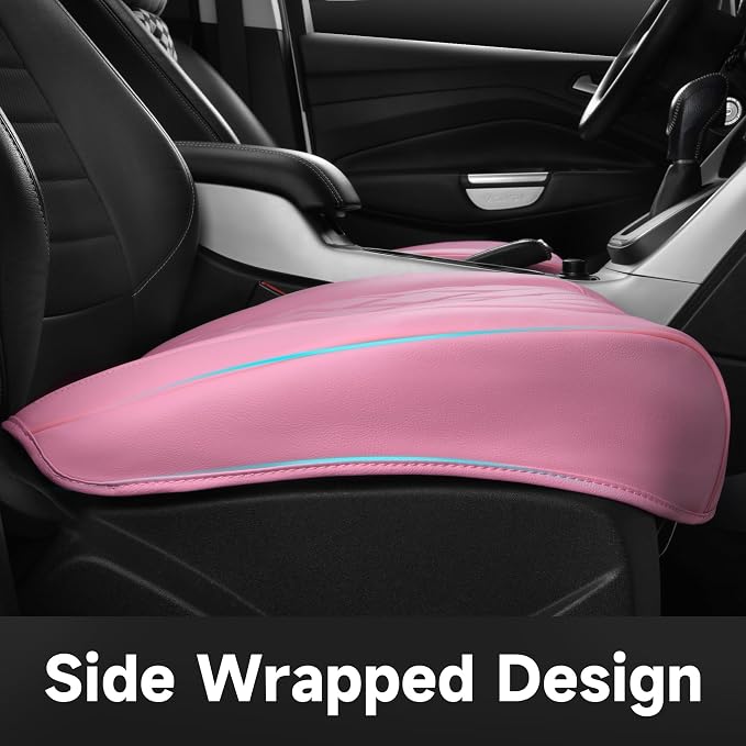 CAR PASS 2 Pack Leather Front Car Seat Covers, Bottom Seat Covers Full Wrapped with Storage Pocket, Anti-Slip Leather Seat Protectors,Waterproof Seat Cushion Pad Universal Fit Sedan SUV Truck, Pink - Image 4