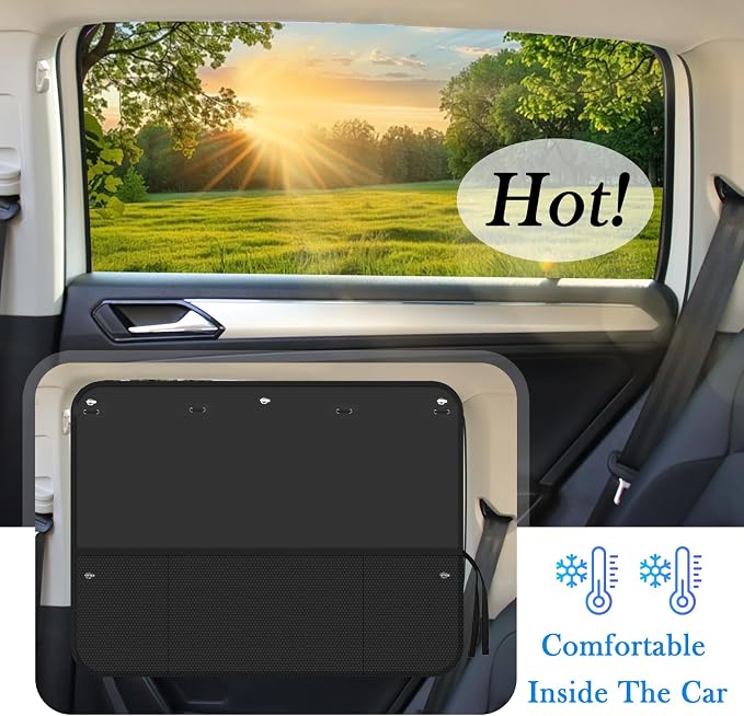 2PCS Car Window Shades for Side Window,Blackout Car Windows Shade for Baby with Storage Net Pockets,Portable Car Sun Shade Side Windows with Pouch & 7 Suction Cups - Image 6