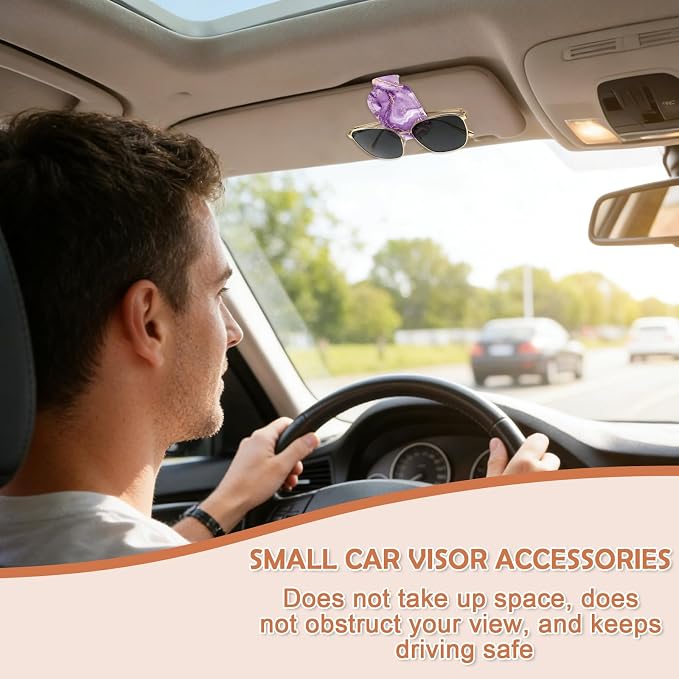 Sunglasses Holder for Car Visor - 2 Packs Purple Magnetic Leather Sunglasses Clip for Car Visor Sunglass Holder Ticket Card Hanger Clips Auto Interior Accessories for Women Men SUV Truck - Image 4