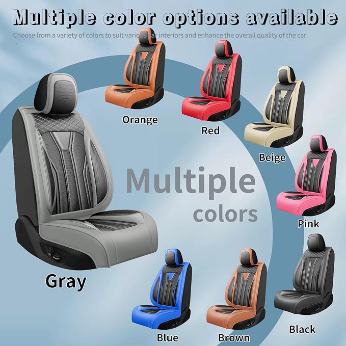Fit Tundra Premium Leather Car Seat Covers for Toyota Tundra 2007-2025 2026 - Waterproof，Breathable，All-Weather Seat Cushion Protecto & Airbag Compatible, 2 Front Seat Gray&Black - Image 5