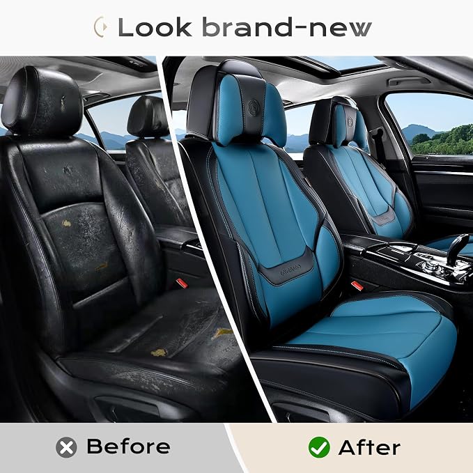 Coverado Car Seat Covers, Seat Covers for Cars, Waterproof Leather Auto Seat Protectors, Leather Car Seat Cushion, Car Interiors Accessories Universal Fit for Most Cars - Image 7