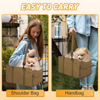 Portable Dog Car Seat for Small Dogs, Puppy Car Seat, Khaki | Booster Seat With Safety Leash & Adjustable Straps Keeps Small Dogs Secure. Removable Washable Cushion. Fits Most Cars. - Image 7