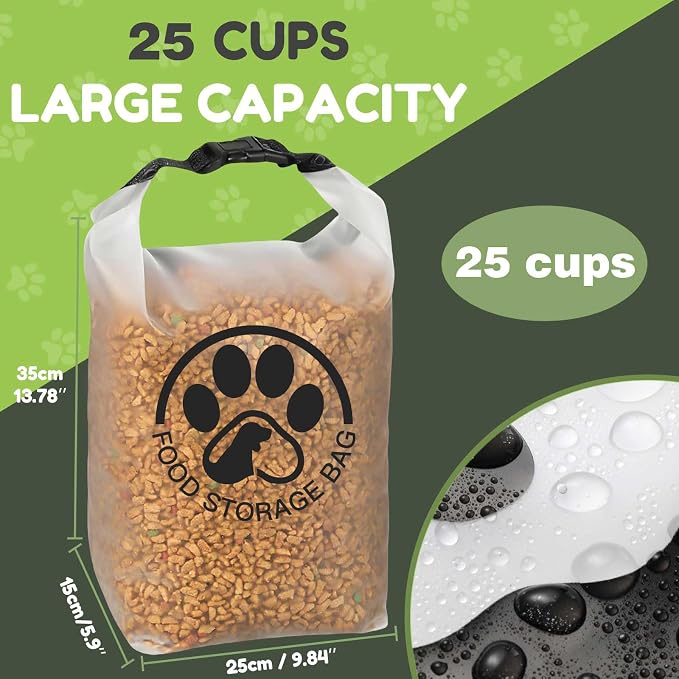 25 Cups Pet Food Storage Bag for Travel - Transparent Leak-Proof Dog Food Container with Roll-Top Closure, Keeps Kibble Fresh for Camping Trip, Dog Boarding, Weekend Getaways - Image 4