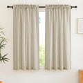 RYB HOME Linen Textured Semi Sheer Curtains Half Privacy Light Glare Filtering Breezy Airy Window Decor for Bedroom Bathroom Living Room, Beige, W 34 x L 63 inch, 2 Panels by RYBHOME