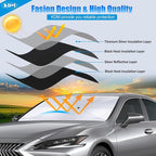 KDM Umbrella Style Windshield Sun Shade for 2014-2024 Dodge Ram ProMaster | Full Size Cargo Van Chassis Cab Cutaway Window Van,Foldable Front Windows Sunshade Visor Protector Blocks UV Rays - Image 3