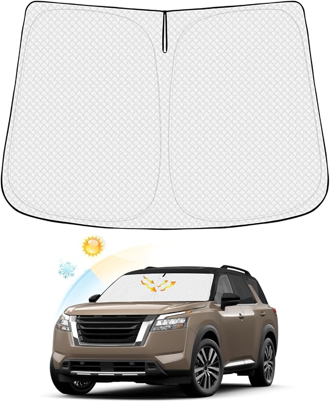 Canvcle Windshield Sun Shade for 2022-2025 2026 Nissan Pathfinder Accessories Thicken 6-Layer Front Window Sunshade Cover Sun Visor Protector Foldable Block UV Rays Keep Vehicle Cool by Canvcle
